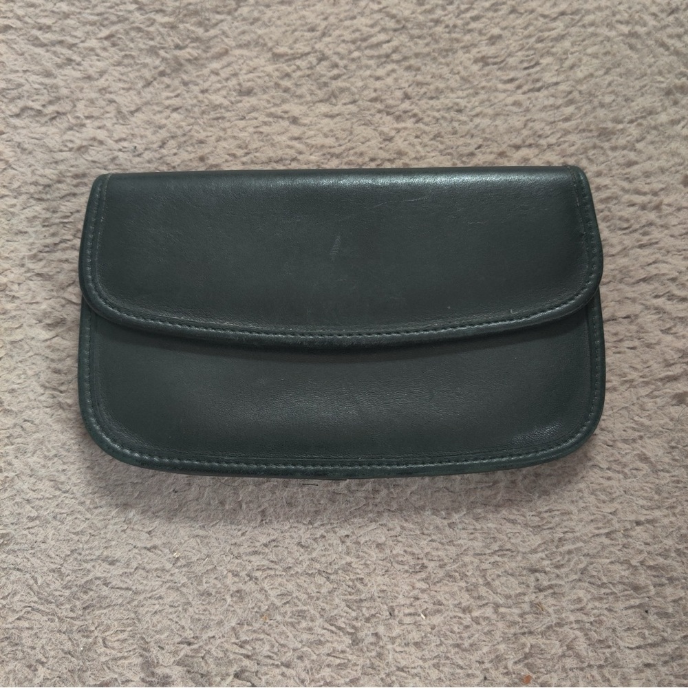 Coach Carry-all Clutch Wallet Dark Green Leather 4832 Envelope 1991